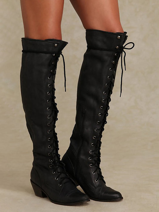Lace-Up Over-the-Knee Boots