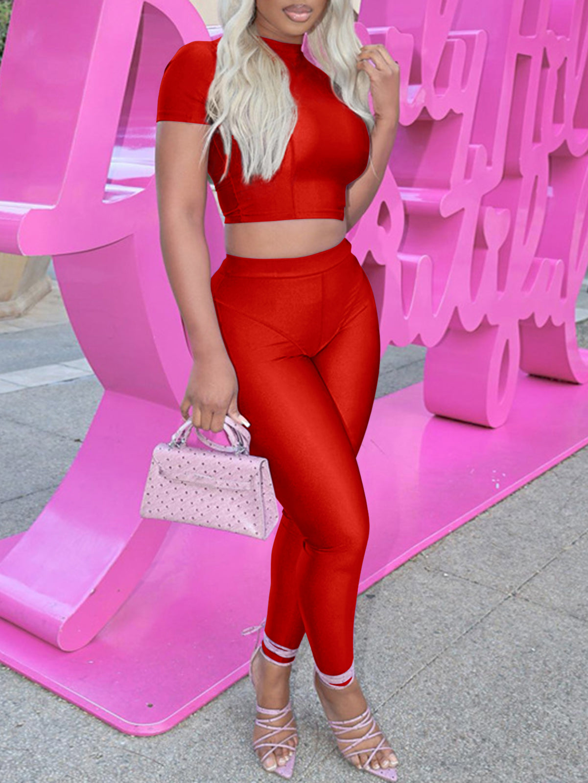 Bright Solid Short Sleeve Fitted Set