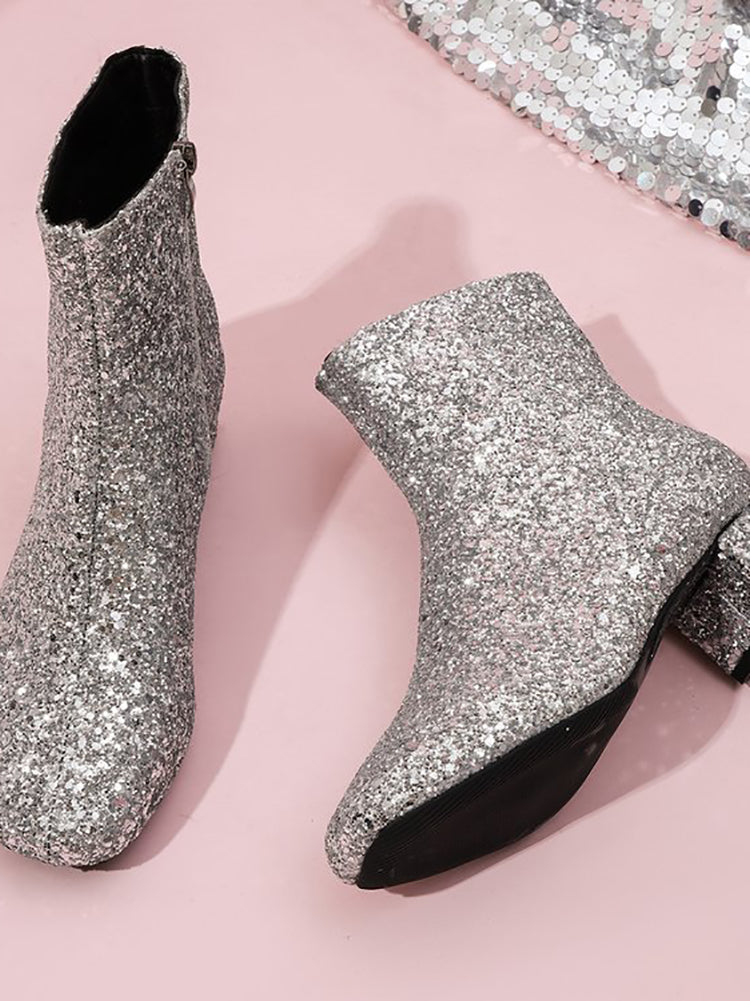 Sequin Glitter Ankle Boots