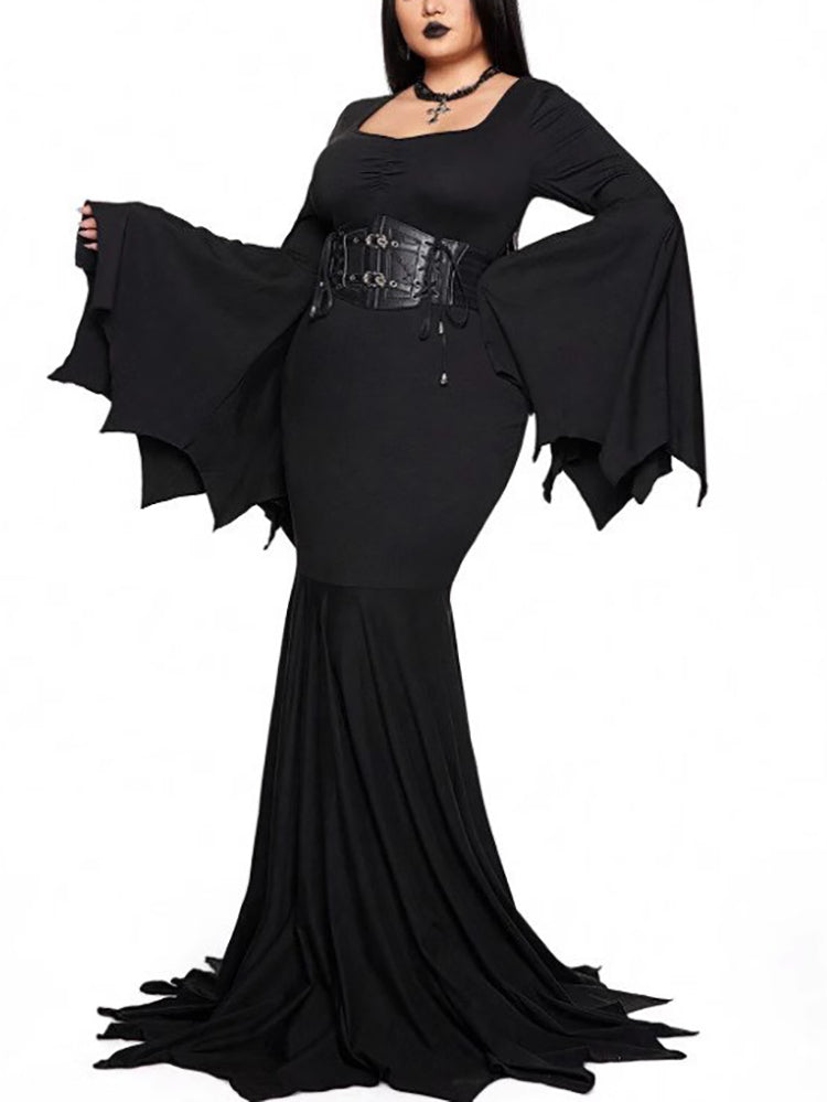 Halloween Costume Gothic Bat Wing Maxi Dress