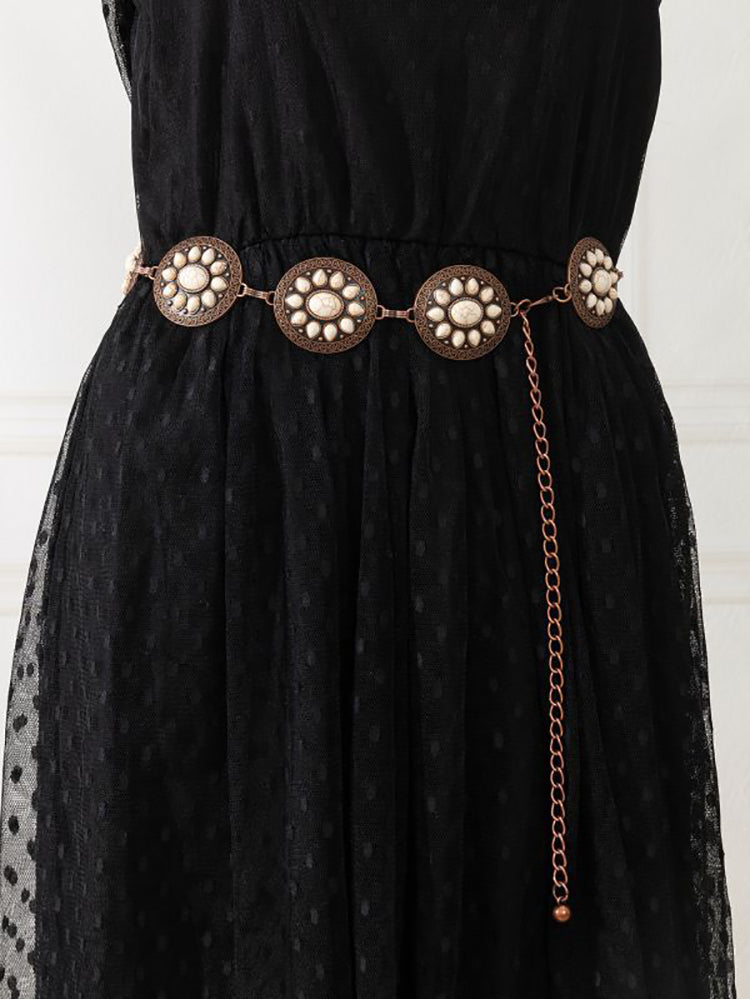 Bohemian Ethnic Turquoise Alloy Chain Belt