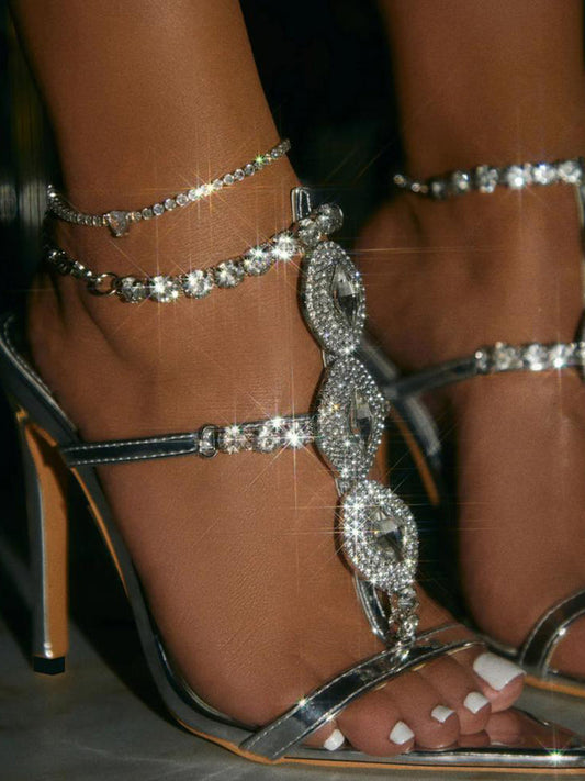 Rhinestone Chain Strap Stiletto Heels