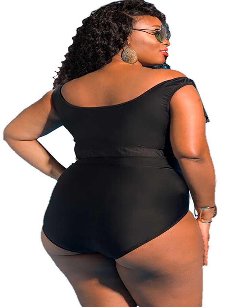 Trajes de baño de dos piezas con estampado de hombros descubiertos