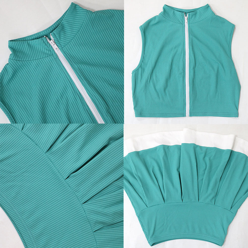 V-Neck Tank Top and Pleated Skirt Set