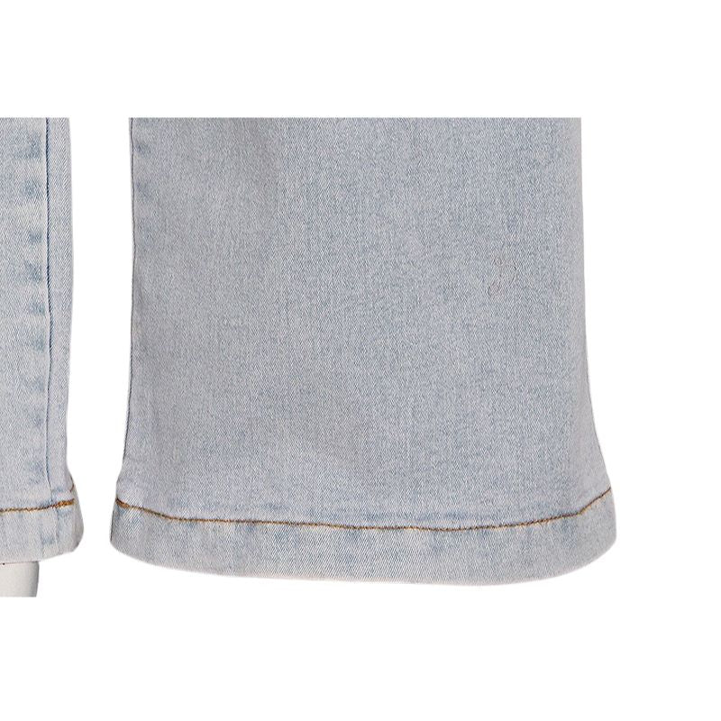 Conjunto de pantalón largo y top corto sin tirantes de mezclilla