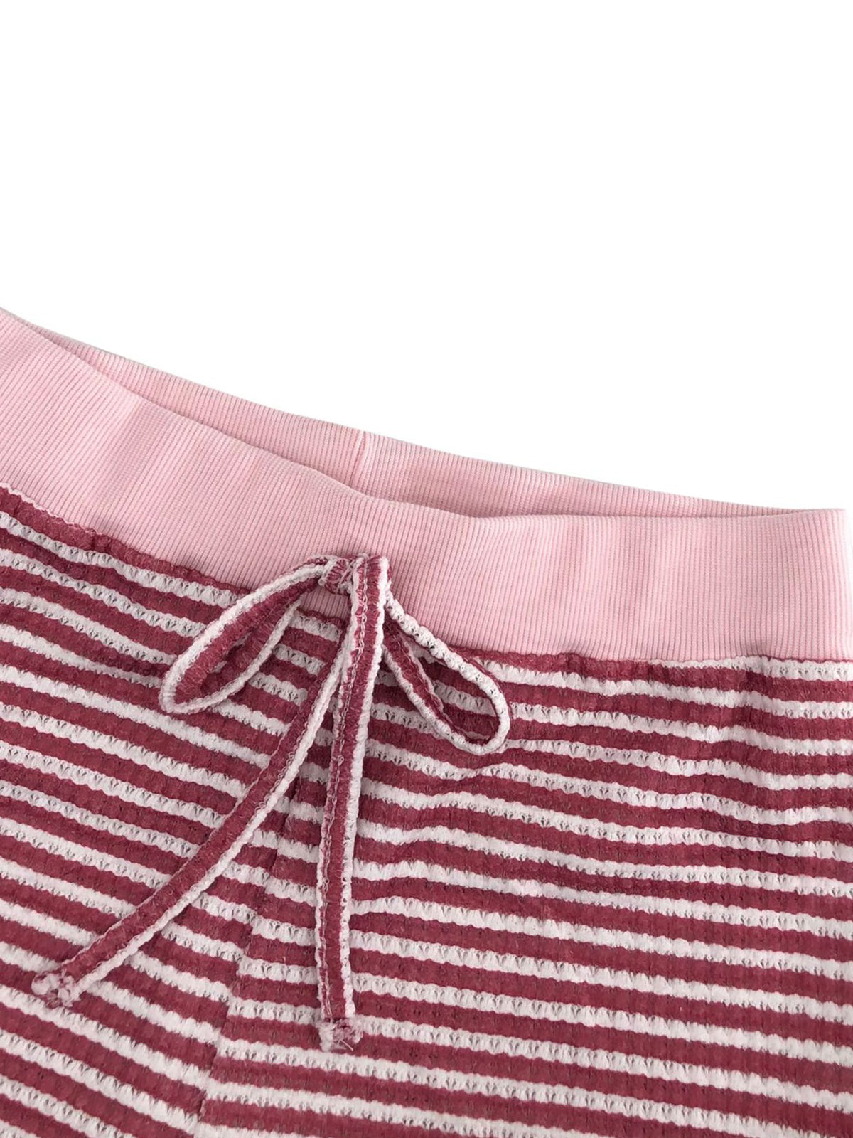 Striped Knit Top High Waist Shorts Set