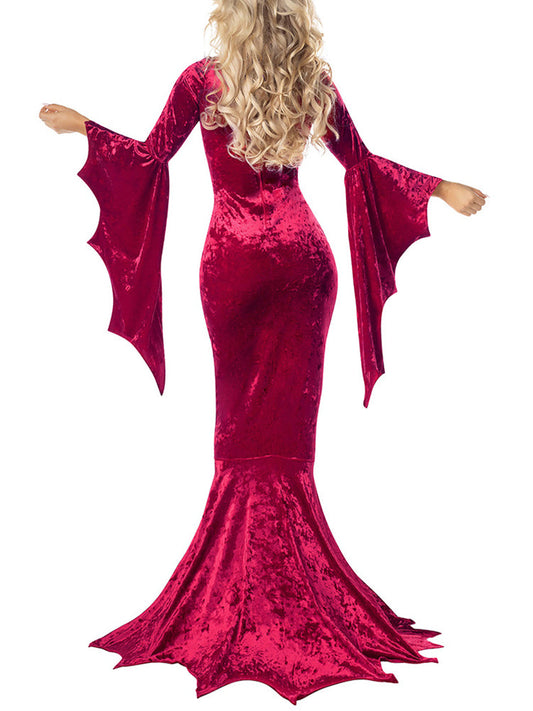 Halloween Costume Velvet Gothic Maxi Dress