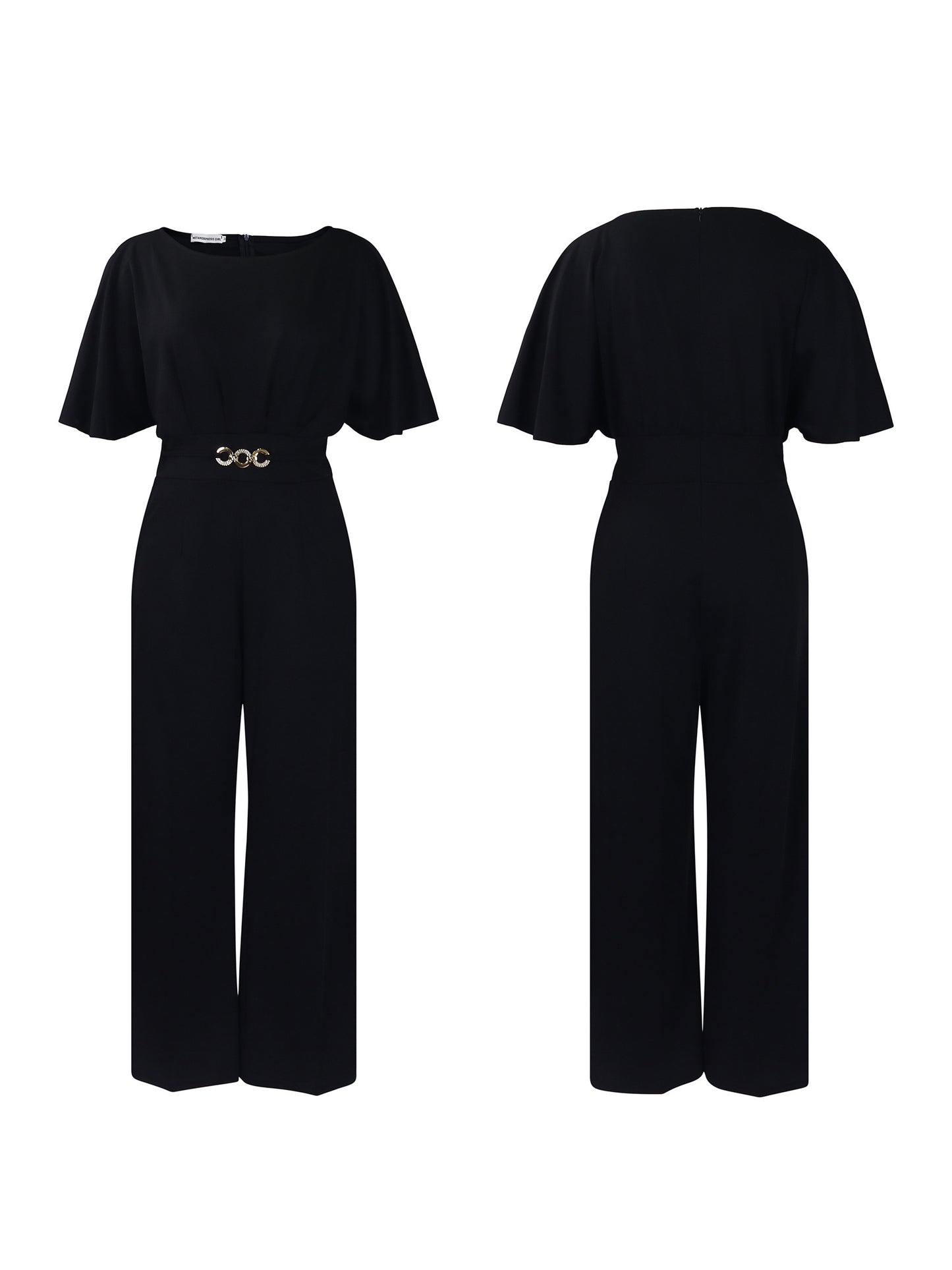 Round Neck Solid Color Wide-Leg Jumpsuit