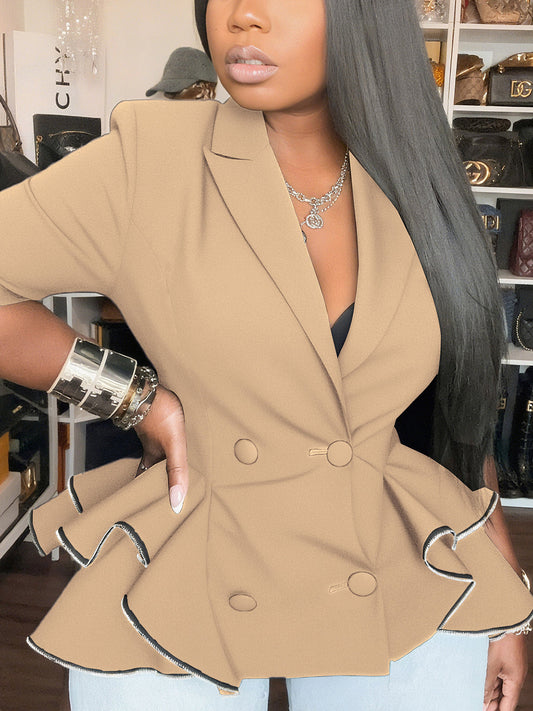 Camouflage Print Double Breasted Blazer Jacket