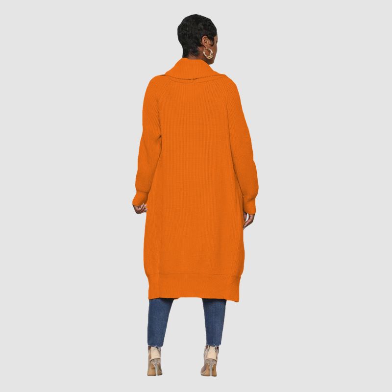 Solid Color Long Knit Cardigan