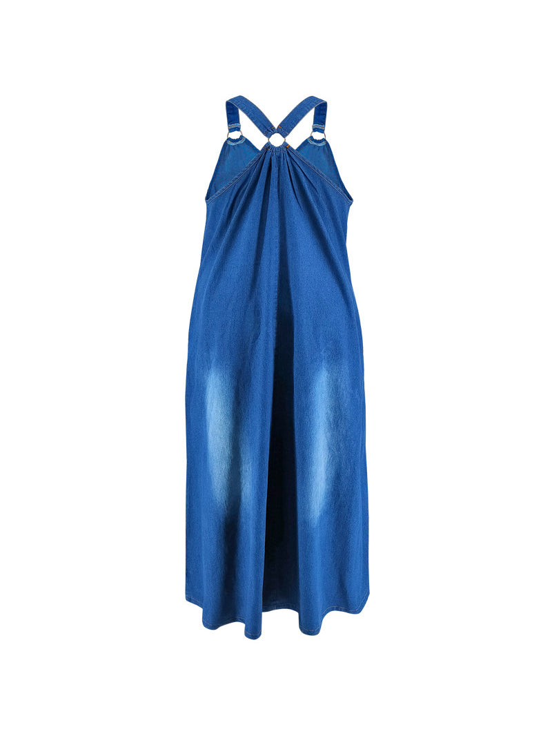 Plus Size Strap Denim Maxi Dress