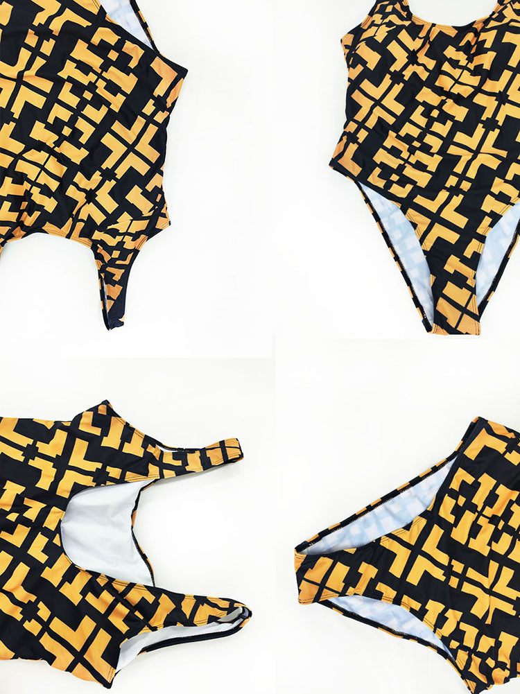 Plus Size Sleeveless Figure Print Swimsuit