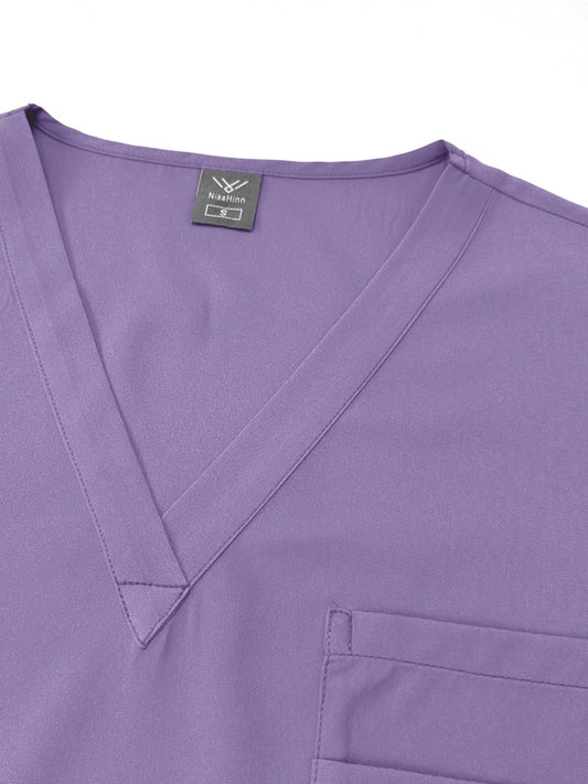 Solid Color Top Straight Leg Pants Set