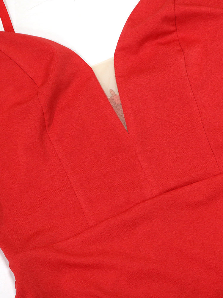 Spaghetti Strap Ruffle Asymmetrical Mini Dress