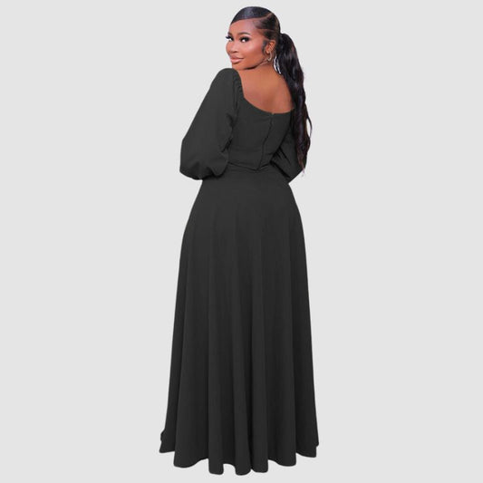 Off-Shoulder Crop Top Split Skirt Set