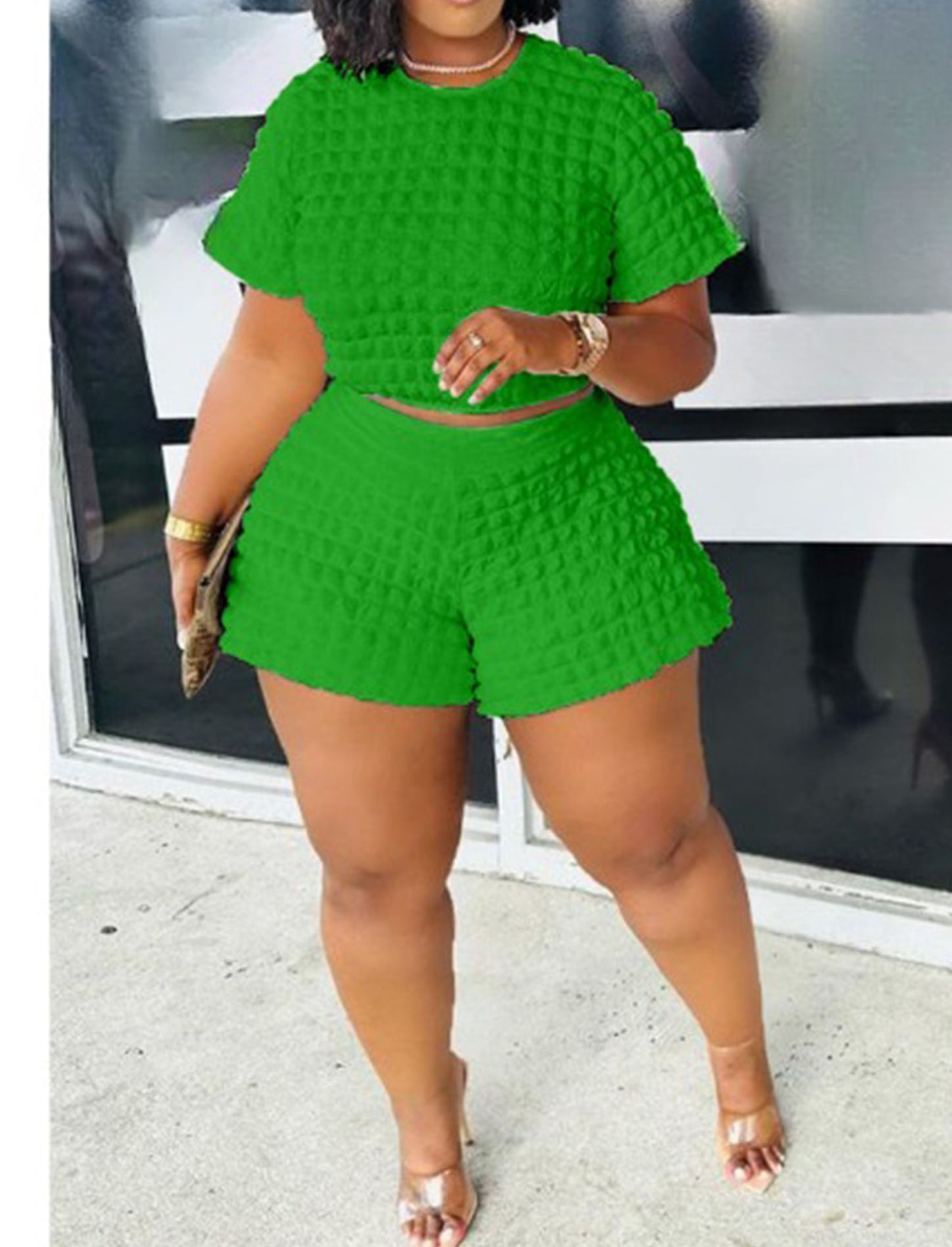 Top de manga corta de dos piezas y pantalones cortos