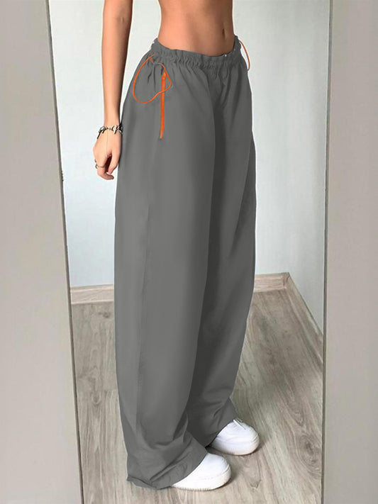 Elastic Waist Cargo Wide Leg Pants