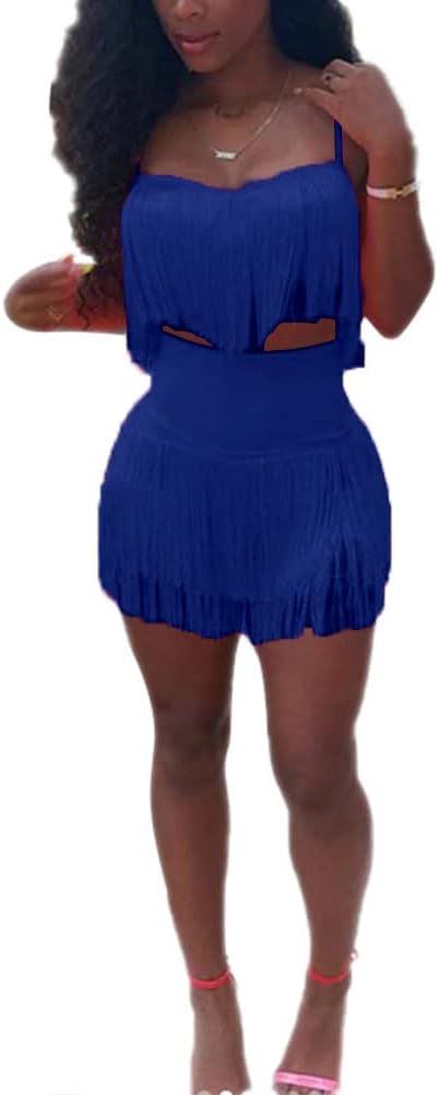 Conjunto de falda y top camisola con flecos de dos piezas