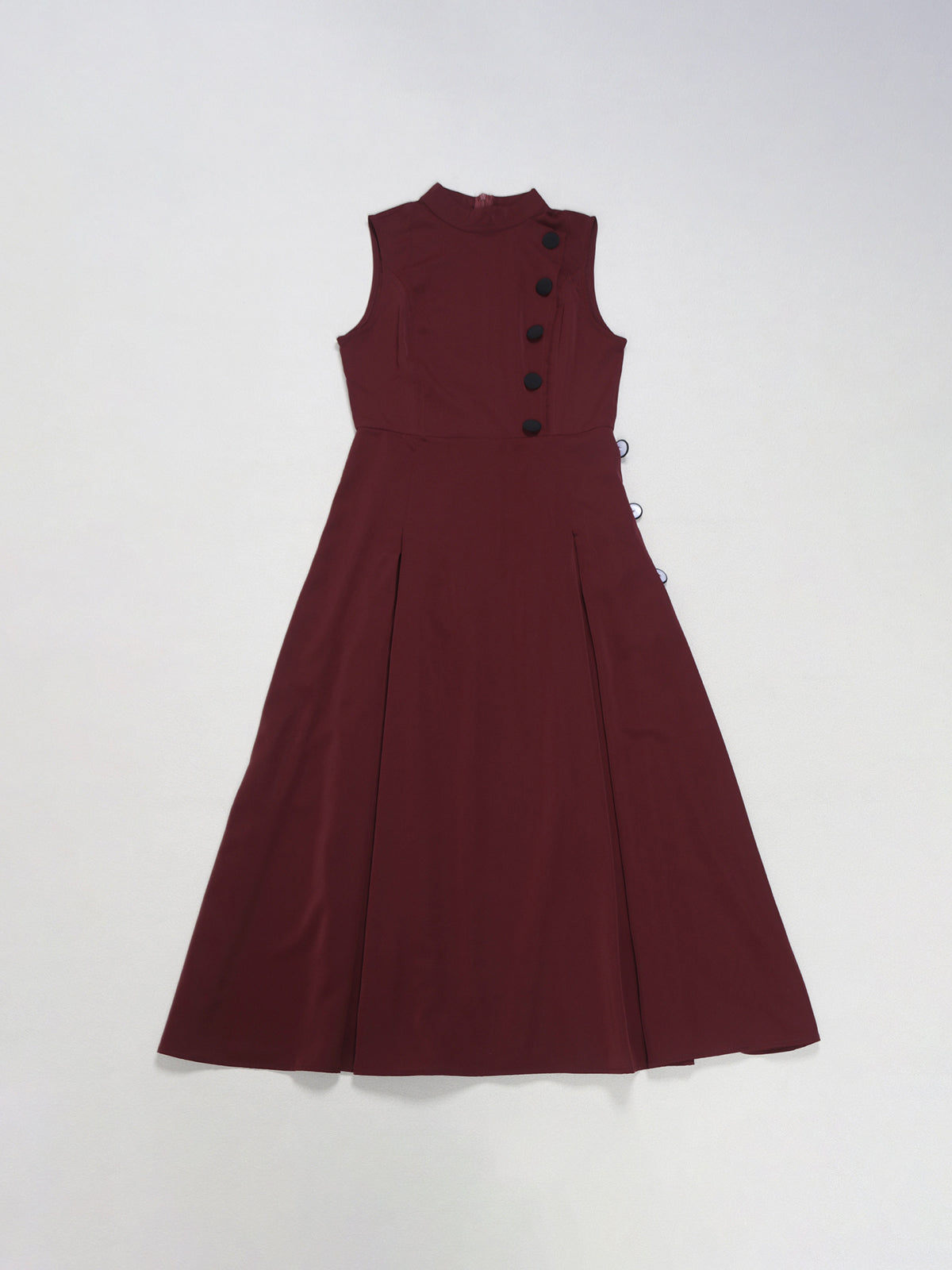 Sleeveless Button Design Midi Dress