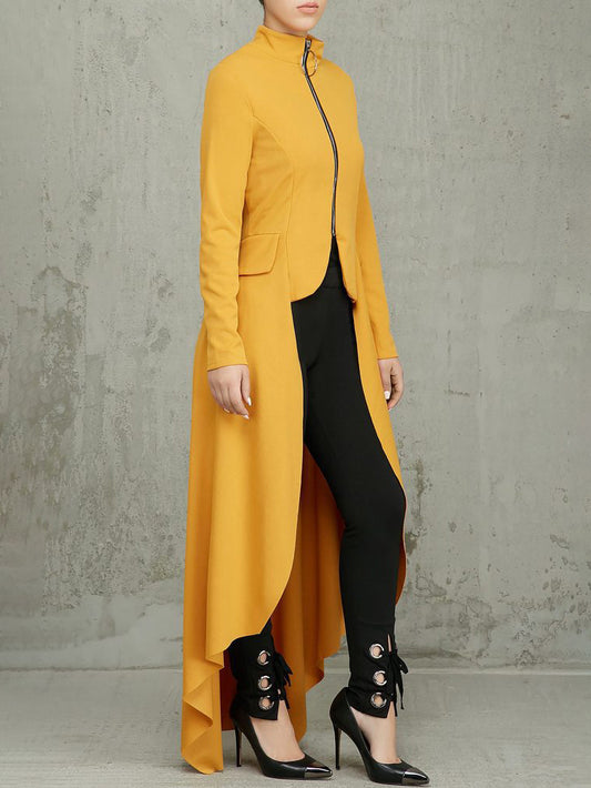 High Low Irregular Zipper Front Tunic Top