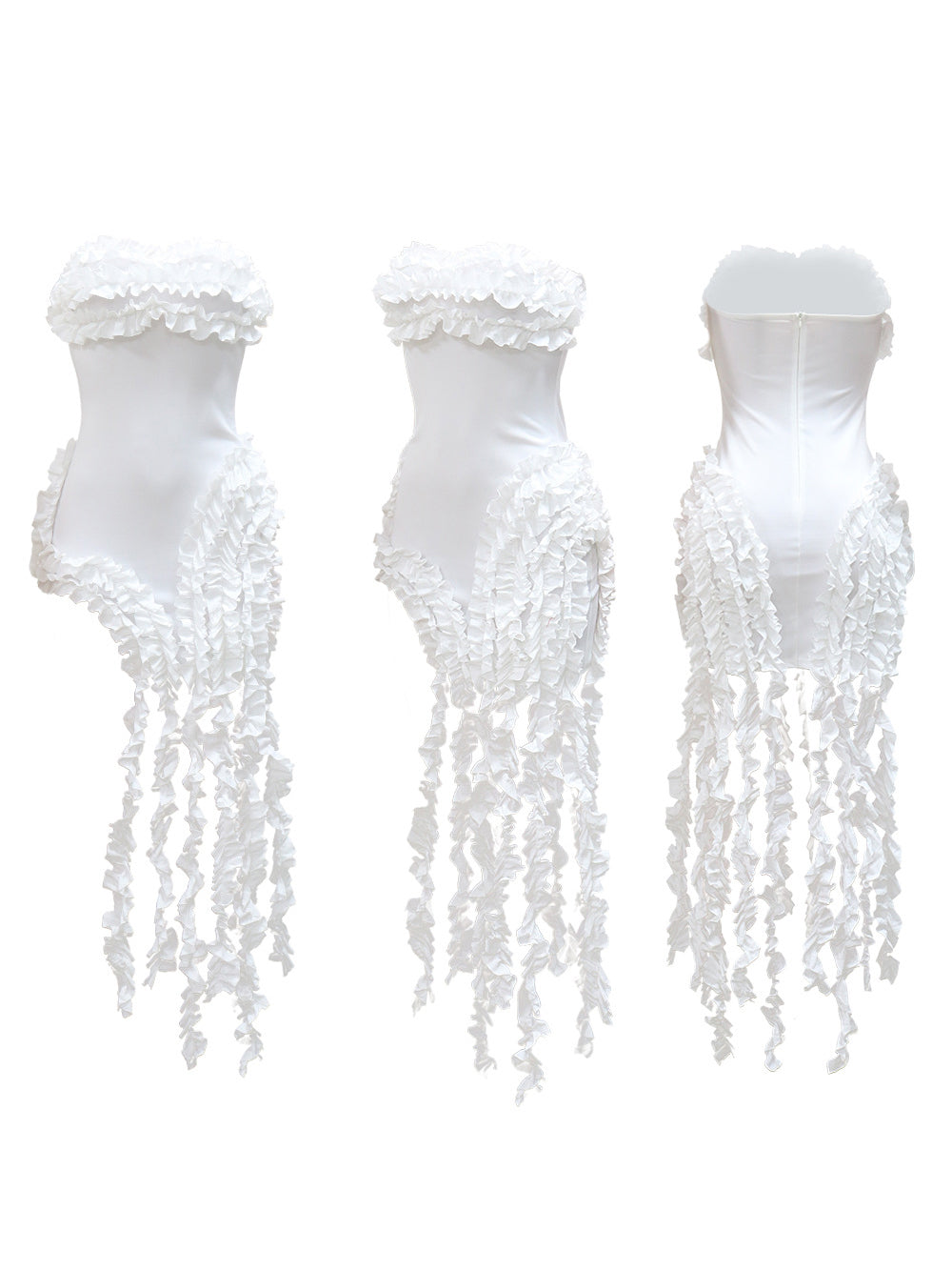 Strapless Ruffle High-Low Dress