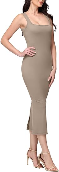 Square Neck Sleeveless Bodycon Maxi Dress