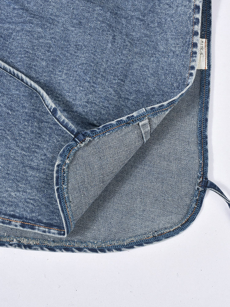 Tops cortos y minifaldas de mezclilla sin mangas