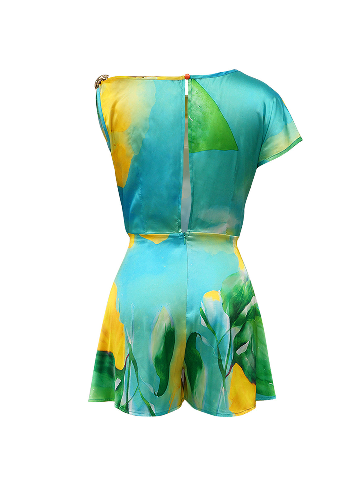 Asymmetric Tie Dye Cutout Romper