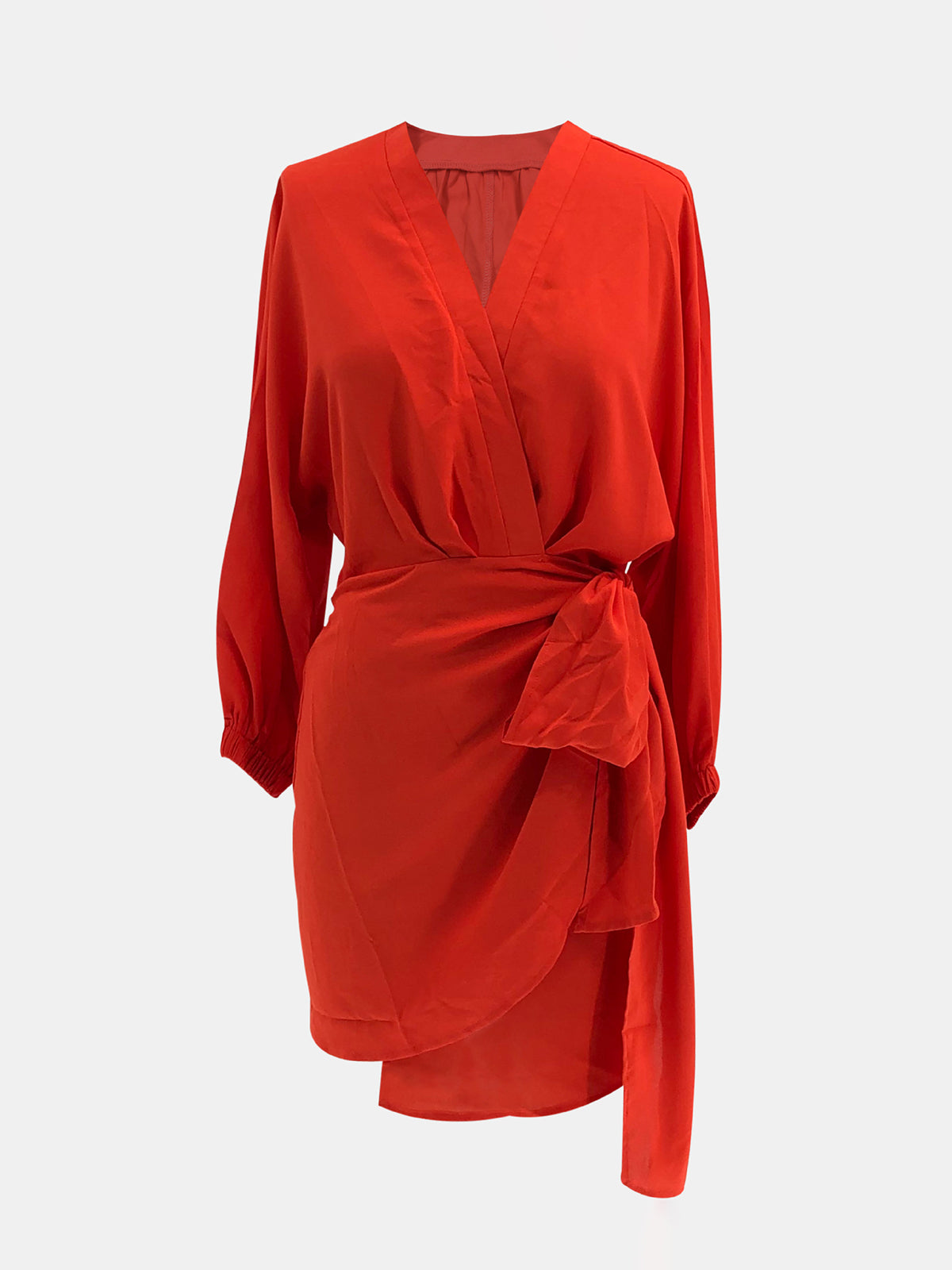 Belted Lantern Sleeve Mini Dress