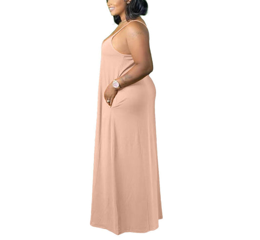 Plus Size Strap Maxi Dress With Pockets