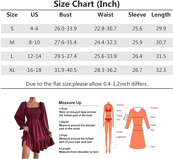 Square Neck Puff Sleeve Ruffle Hem Dress