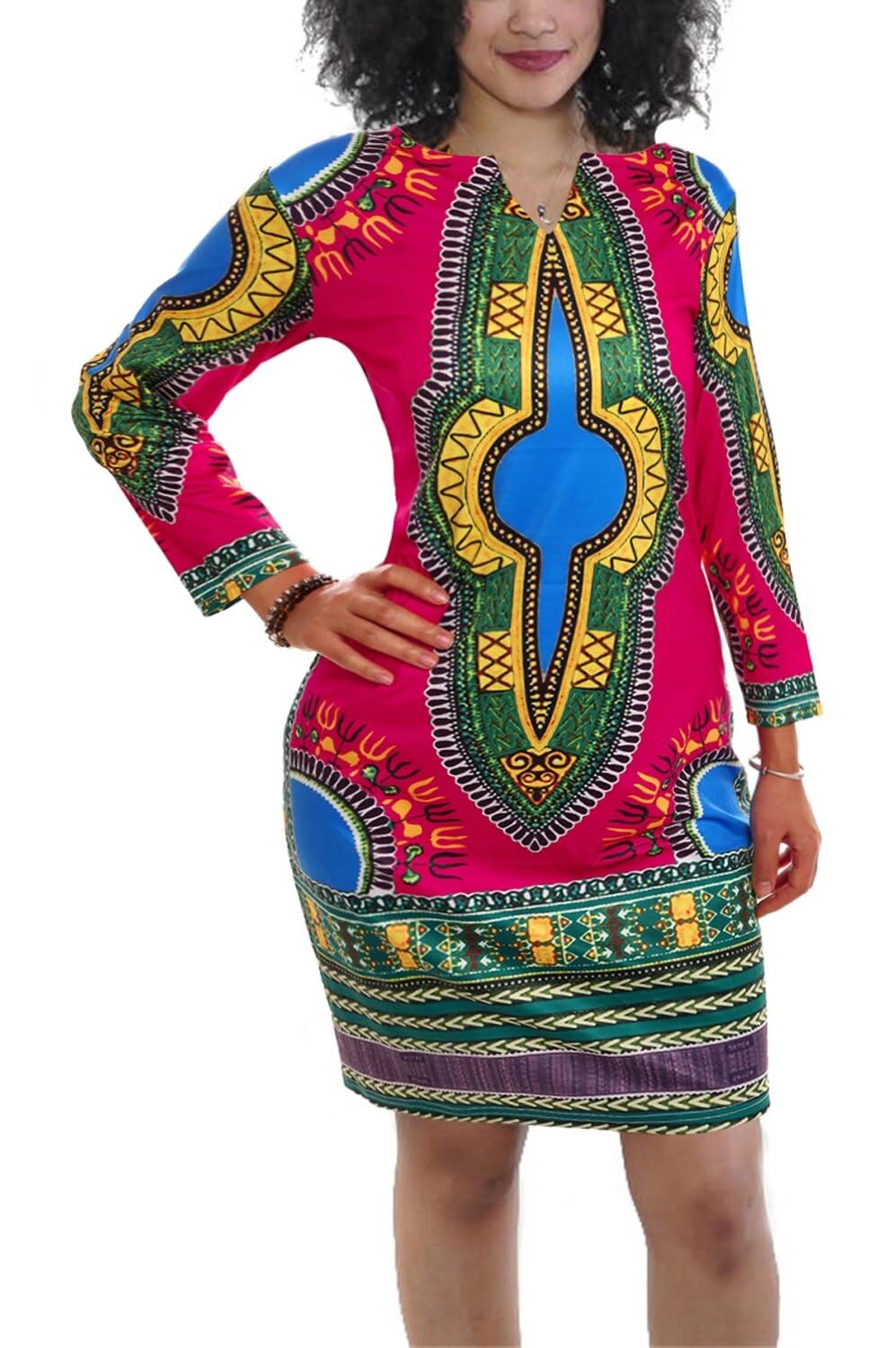 Bohemian V Neck Printed Bodycon Dress