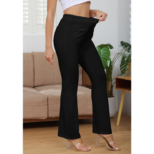 High Waisted Stretchy Button Trousers