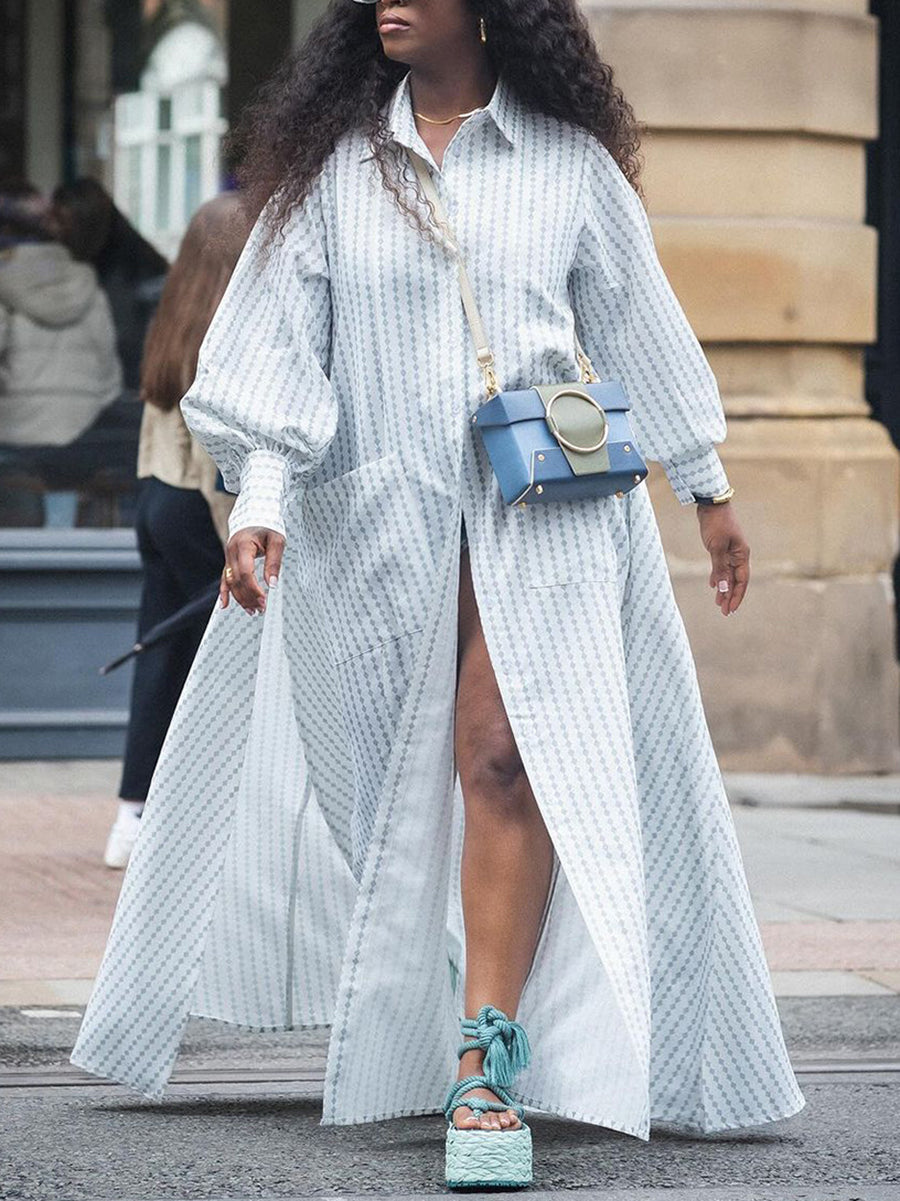 Plus Size Print Long Shirt Dress