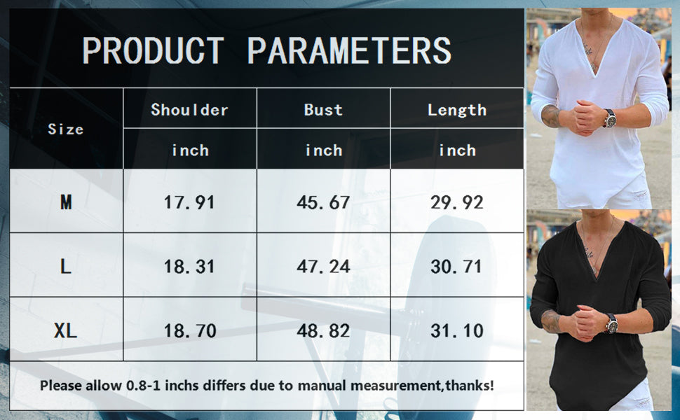 Mens Cotton Linen V-Neck Shirt