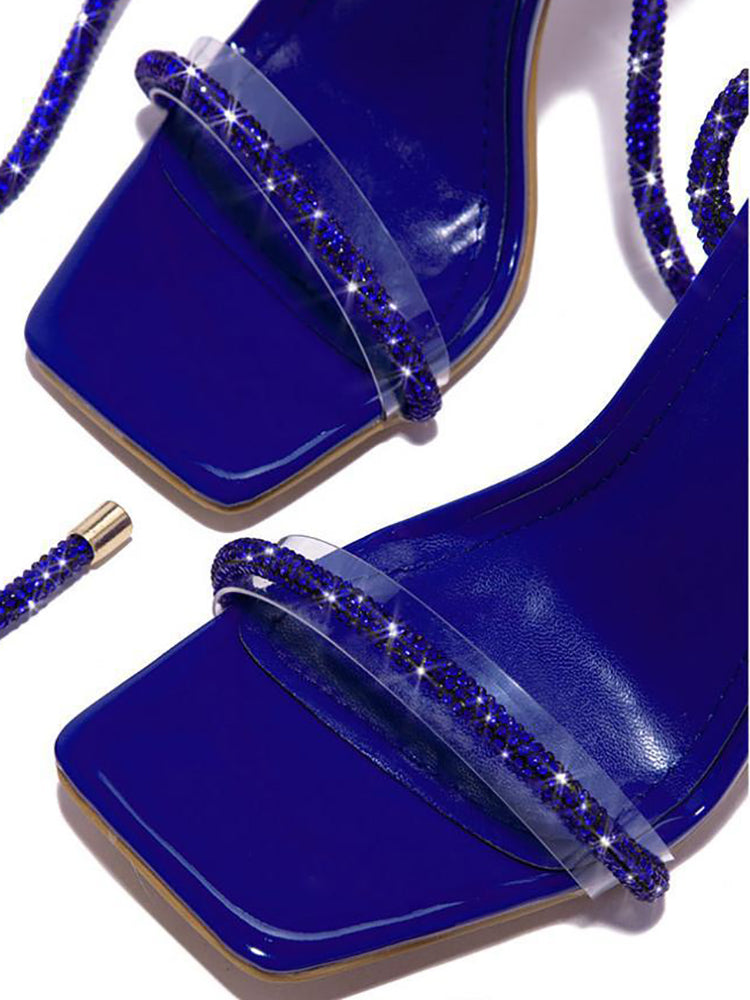 Sparkling Rhinestone Ankle Strap High Heel Sandal
