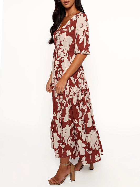 Floral Print A Line Flowy Dresses