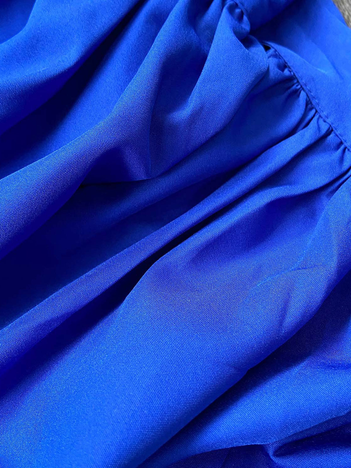 Elegant Bubble Sleeve Solid Color Dress