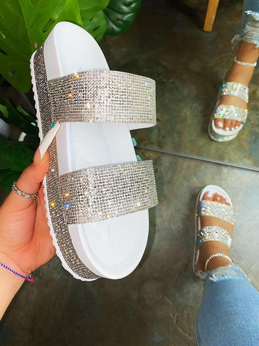 Platform Rhinestone Slide