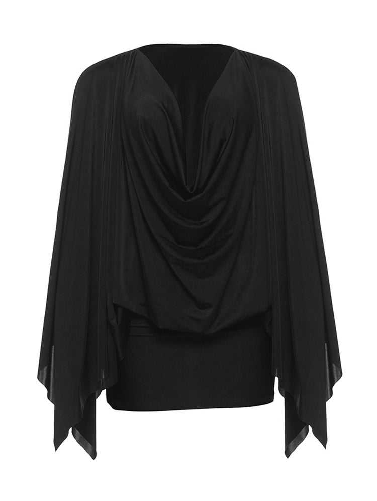 Draped Batwing Mini Dress