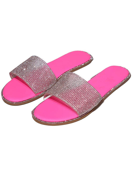 Chanclas planas con diamantes de imitación