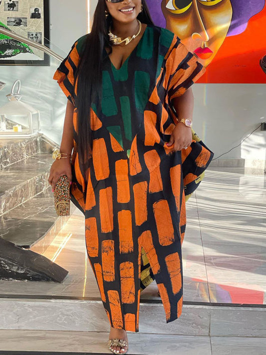 Sleeveless Color Block Split Loose Dress