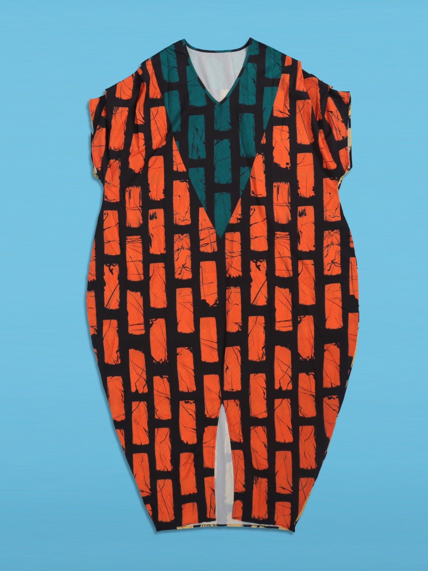 Vestido suelto con abertura en bloques de color sin mangas