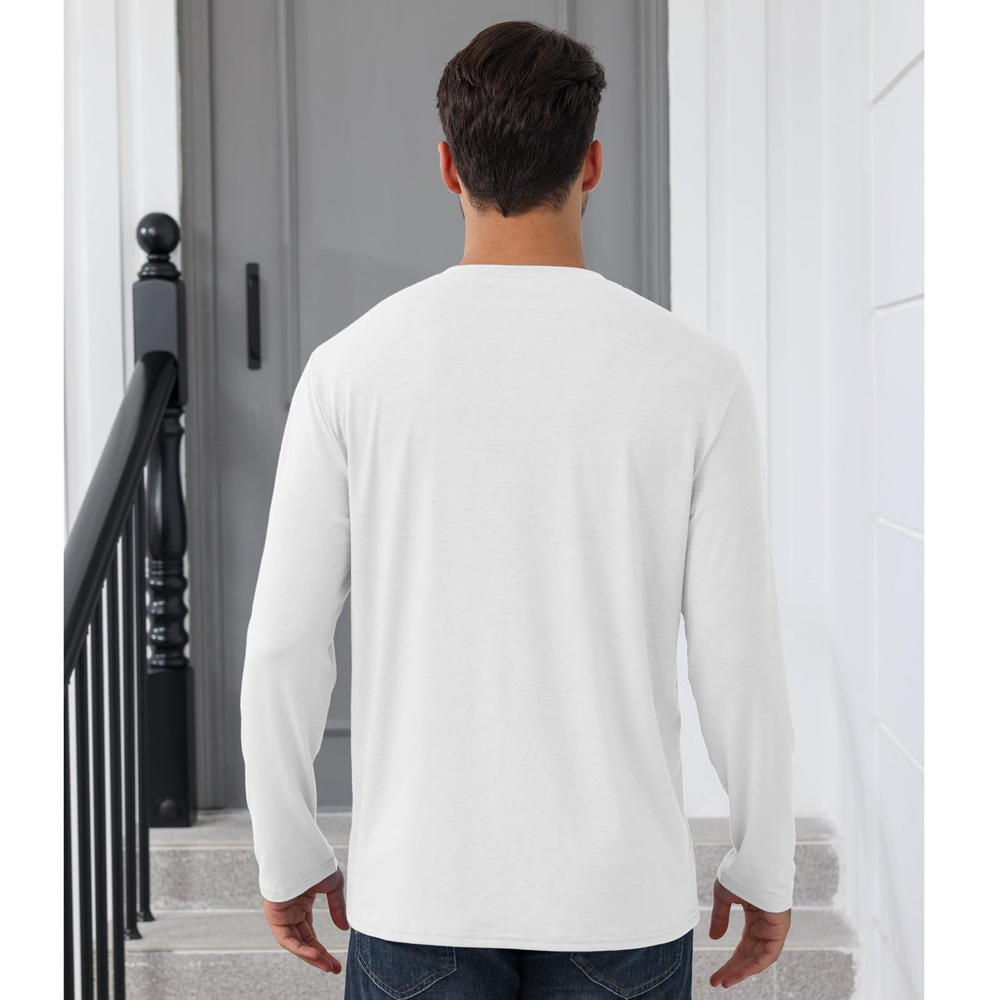 Mens Long Sleeve Soild Button Top