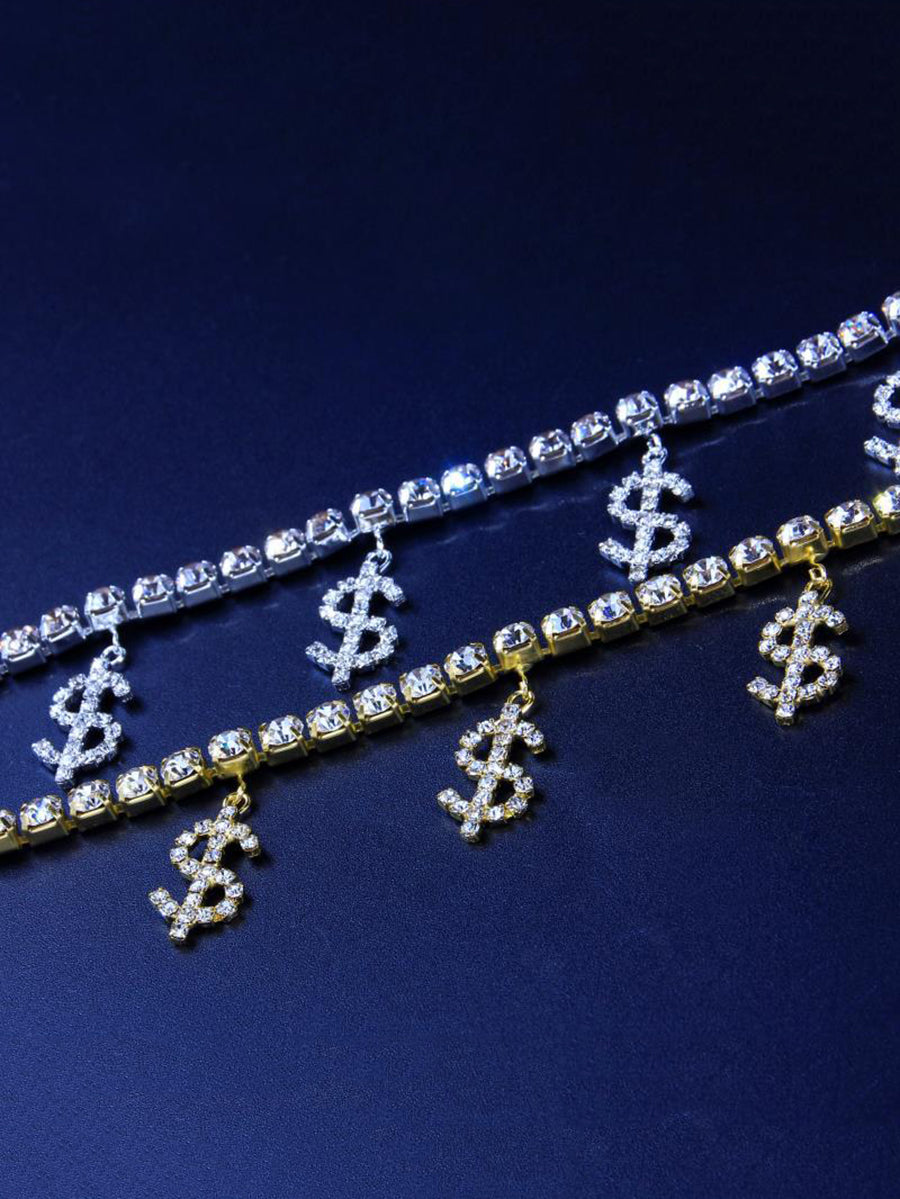 Dollar Sign Rhinestone Anklet