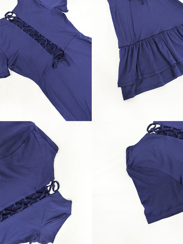 Minivestidos de manga corta con volantes cruzados