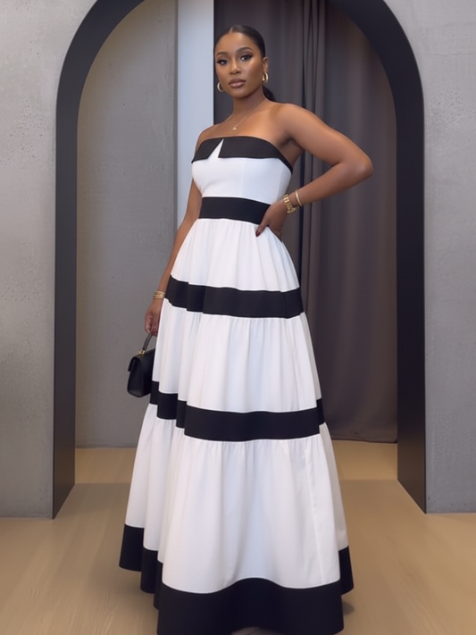 Strapless Bow Tie Maxi Dress