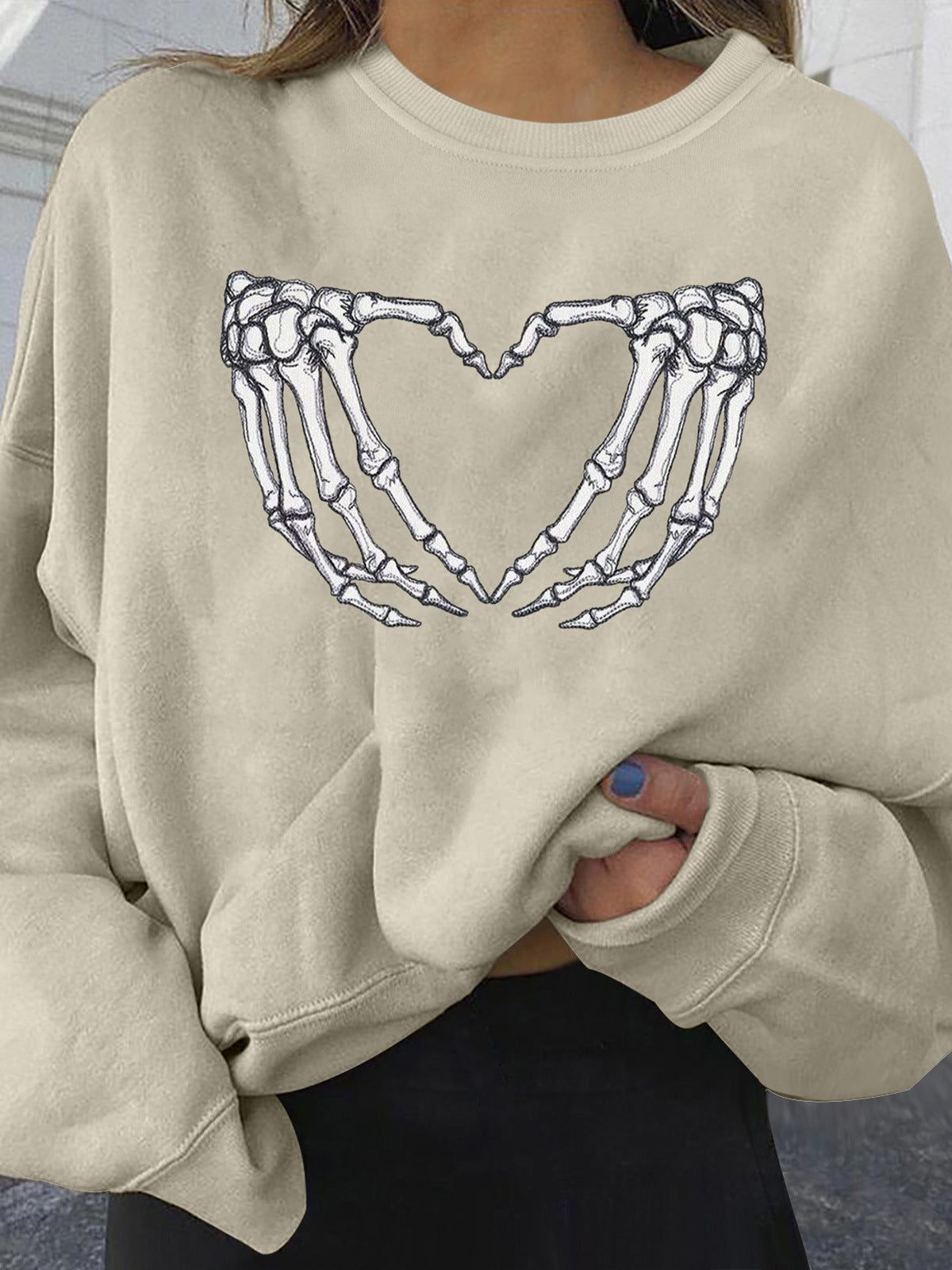 Halloween Skeleton Paw Print Oversized Sweatshirt