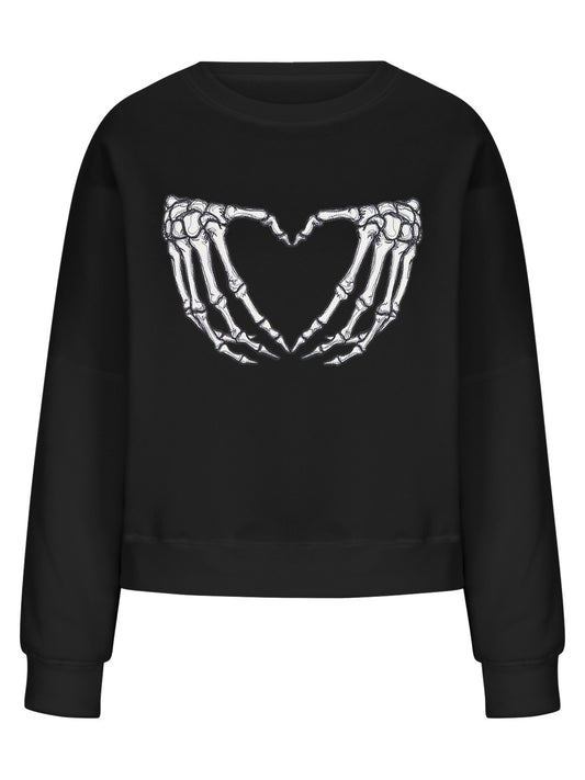 Halloween Skeleton Paw Print Oversized Sweatshirt