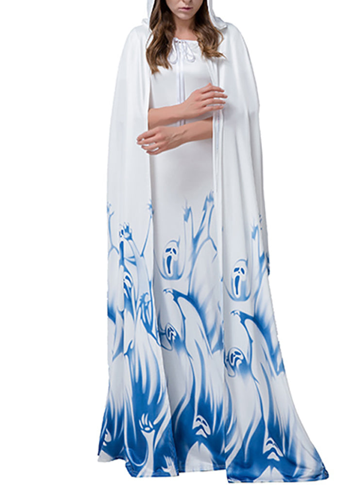 Halloween Costume Set Skeleton Cape Dress